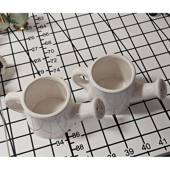 Set Of 2 Miniature Ceramic Watering Plant Pots White Approx 5" W x 2.5" T - Picture 3 of 5